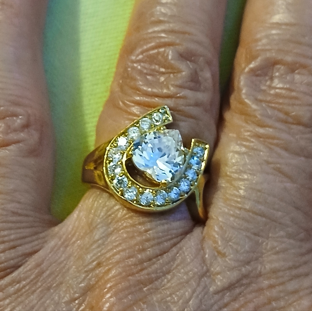 14K gold Electroplate Cubic Zirconia Engagement Ring